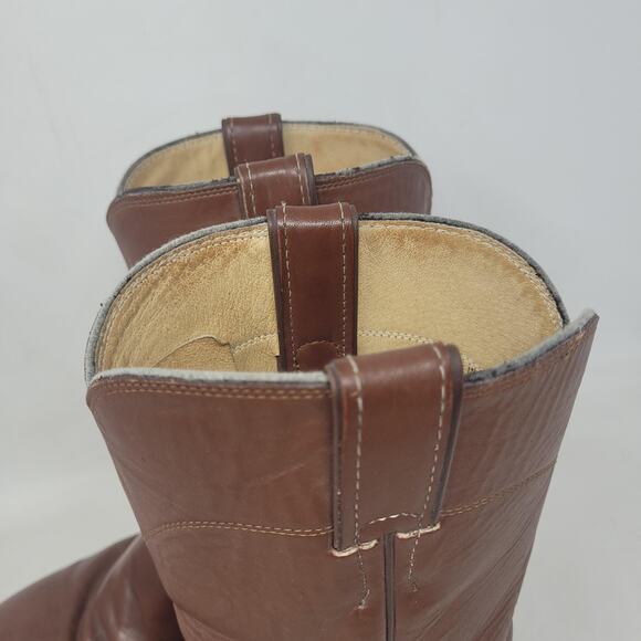 Vintage Justin Boots 9EE Brown Leather Western Cowboy Rodeo Ranch USA 3404 Roper - Picture 6 of 13